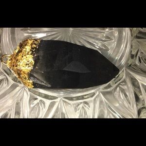 Smoky quartz necklace 24 karat gold leaf wrapped